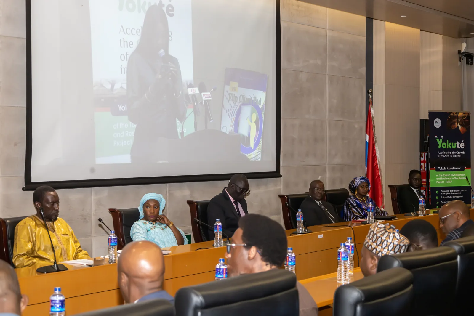 Panel discussion in a conference hall