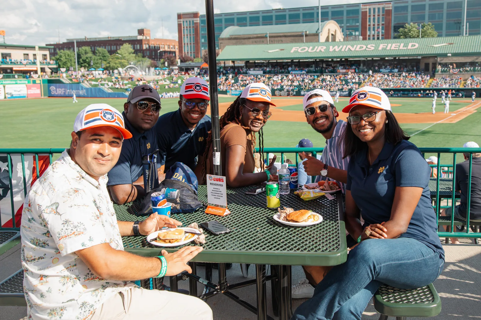 A group seated together outdoors