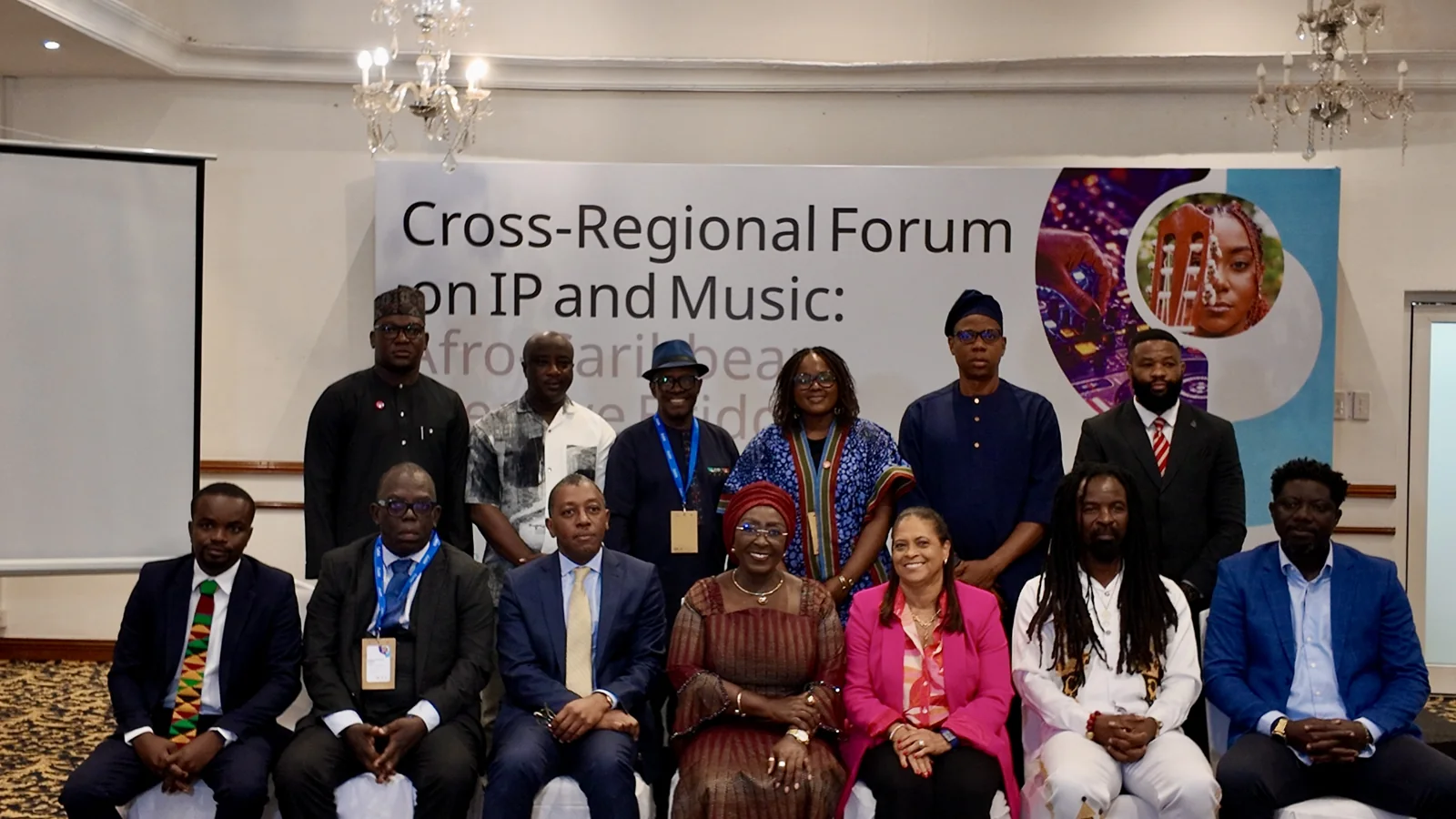 Delegates posing together at the forum