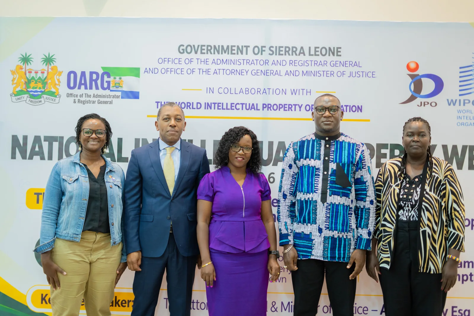 David Jeng and participants at the National IP Week backdrop